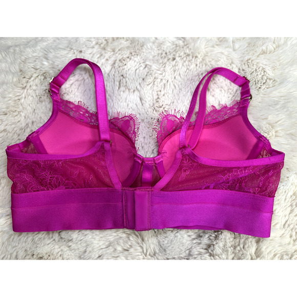 Honey Birdette BELINDA🩷 Hot Pink Lace 2 Piece Set 32B Bra & M Thong - Picture 4 of 9